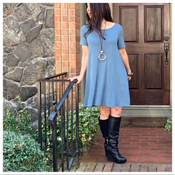 ✨LAST ONE✨Ash blue side pocket swing dress - Picture 7 of 7